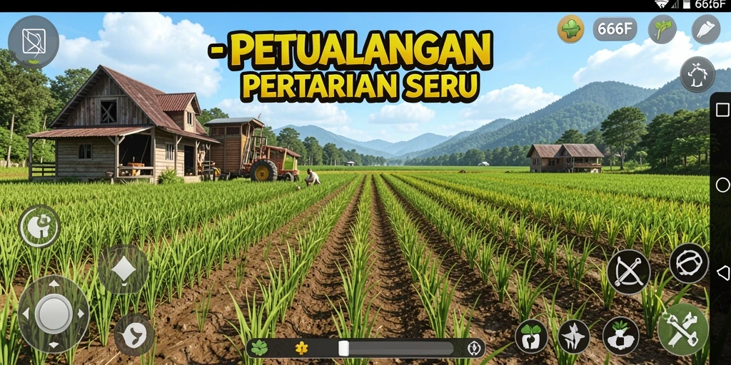 Tangkapan layar menunjukkan gameplay seru 666F saat berkebun.