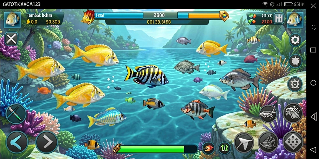 Tampilan gameplay seru di GATOTKACA123 dengan variasi ikan menarik.