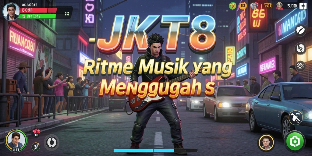 Screenshot gameplay JKT8 menunjukkan pengguna menikmati permainan musik.