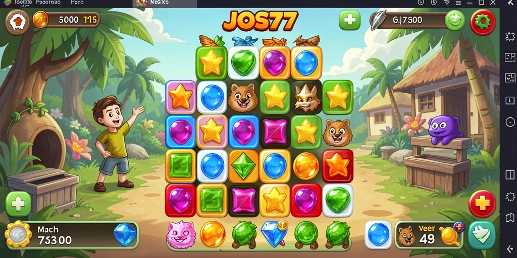Gameplay seru JOS77 dengan tantangan Match-3 yang mengasyikkan.