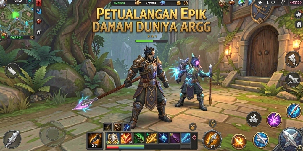 Screenshot gameplay KNO89 yang menunjukkan aksi pertarungan ARPG yang seru.