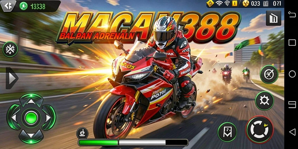 Gameplay seru di trek balapan motor dalam MACAN388.