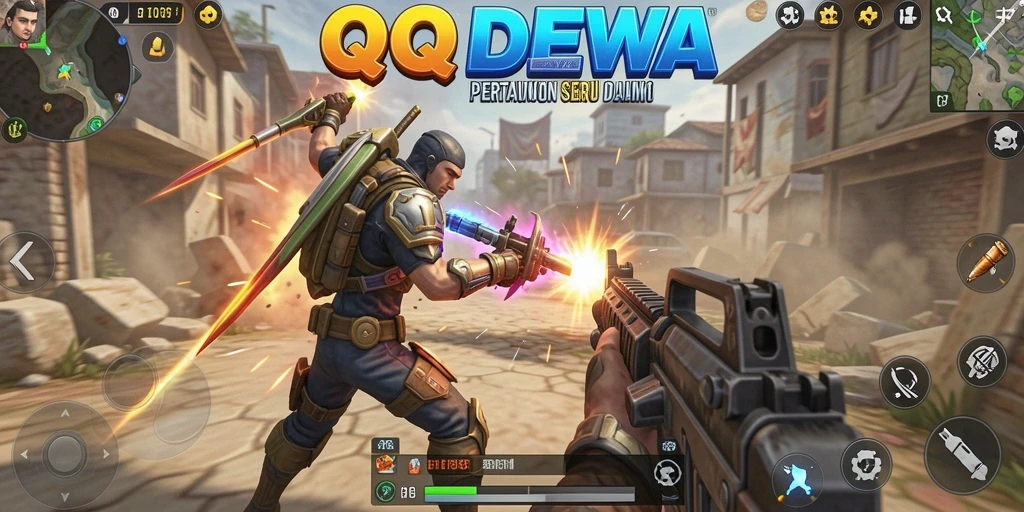 Screenshot gameplay QQDEWA yang menampilkan aksi menegangkan dalam TPS.