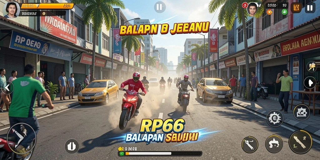 Tangkapan layar menunjukkan aksi balapan cepat di RP66.