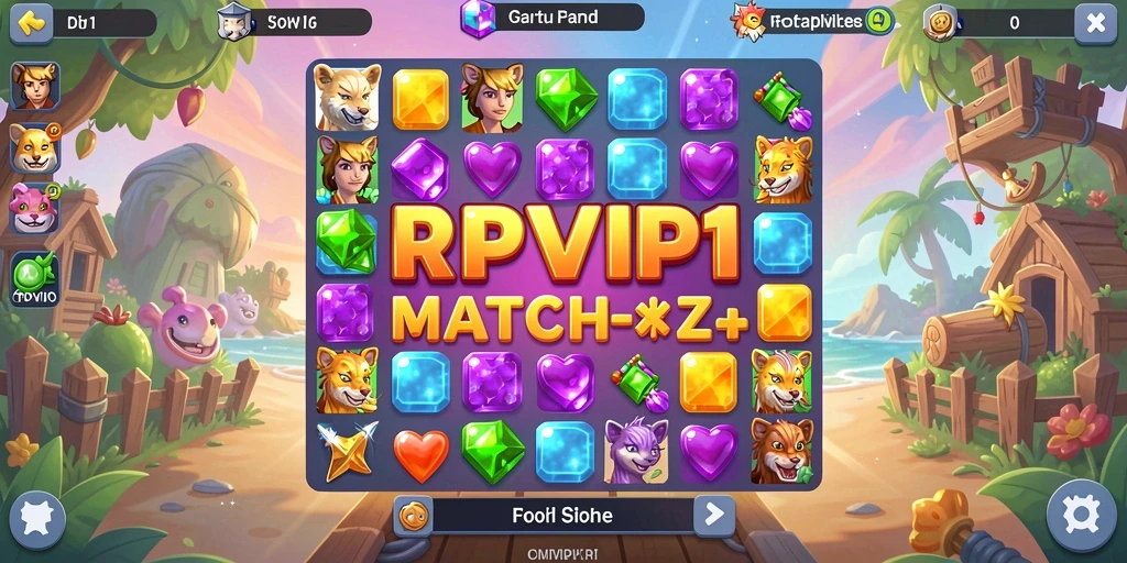Screenshot RPVIP1 menampilkan gameplay seru Match-3 yang menantang.
