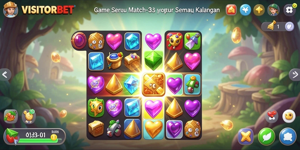 Gameplay seru dari VISITORBET dengan momen mencocokkan objek.